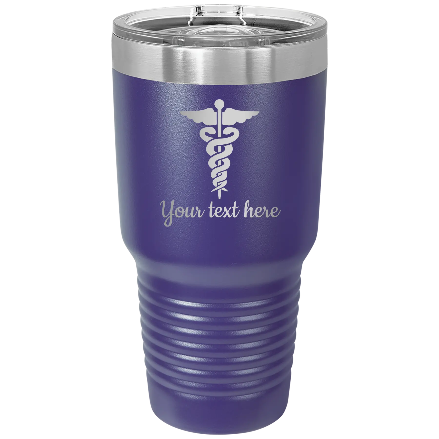 Personalized purple 30 oz vacuum insulated tumbler with 'Medical' design