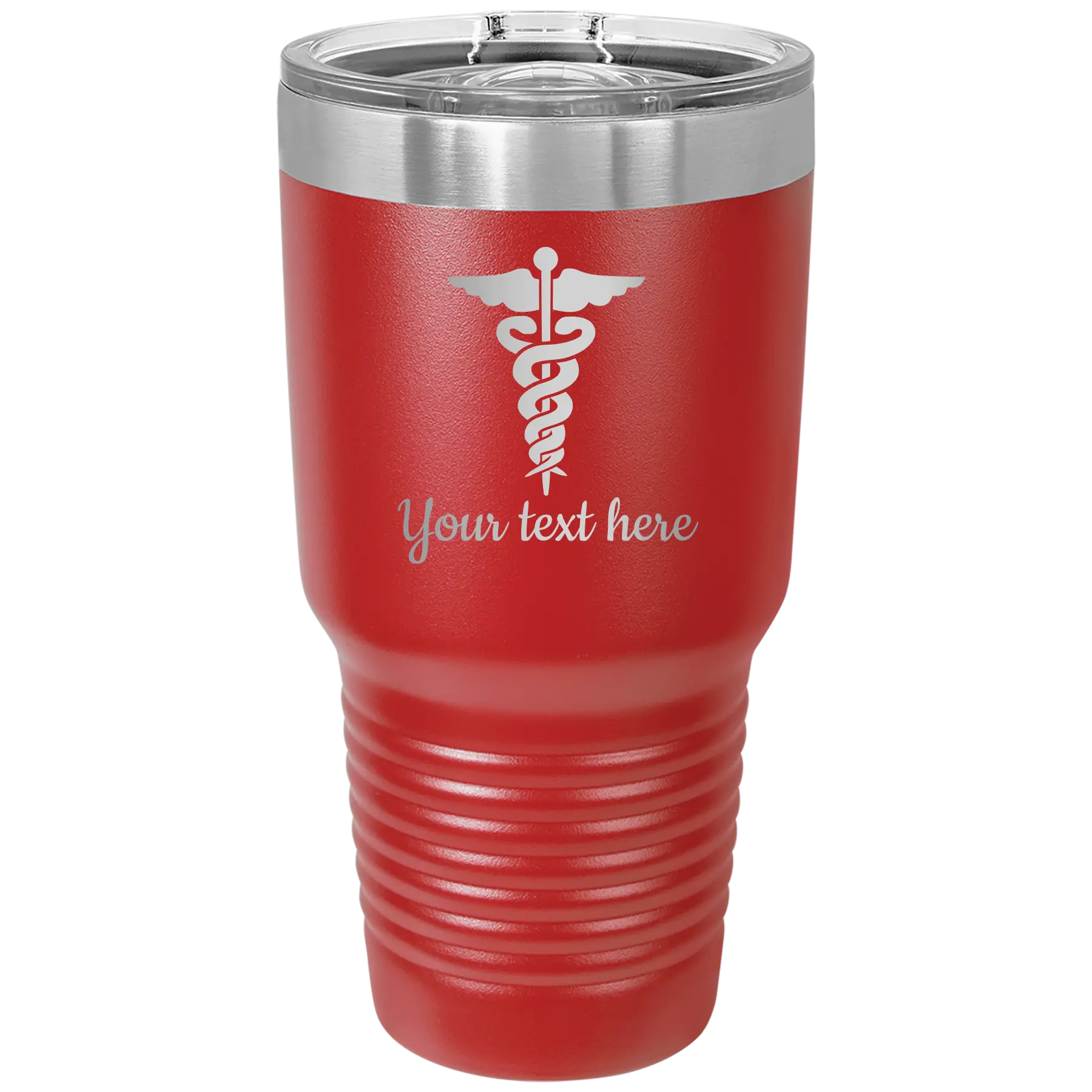 Personalized red 30 oz vacuum insulated tumbler with 'Medical' design