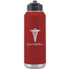 Personalized maroon 32 oz vacuum insulated water bottle with 'Medical' design