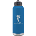 Personalized royal blue 32 oz vacuum insulated water bottle with 'Medical' design