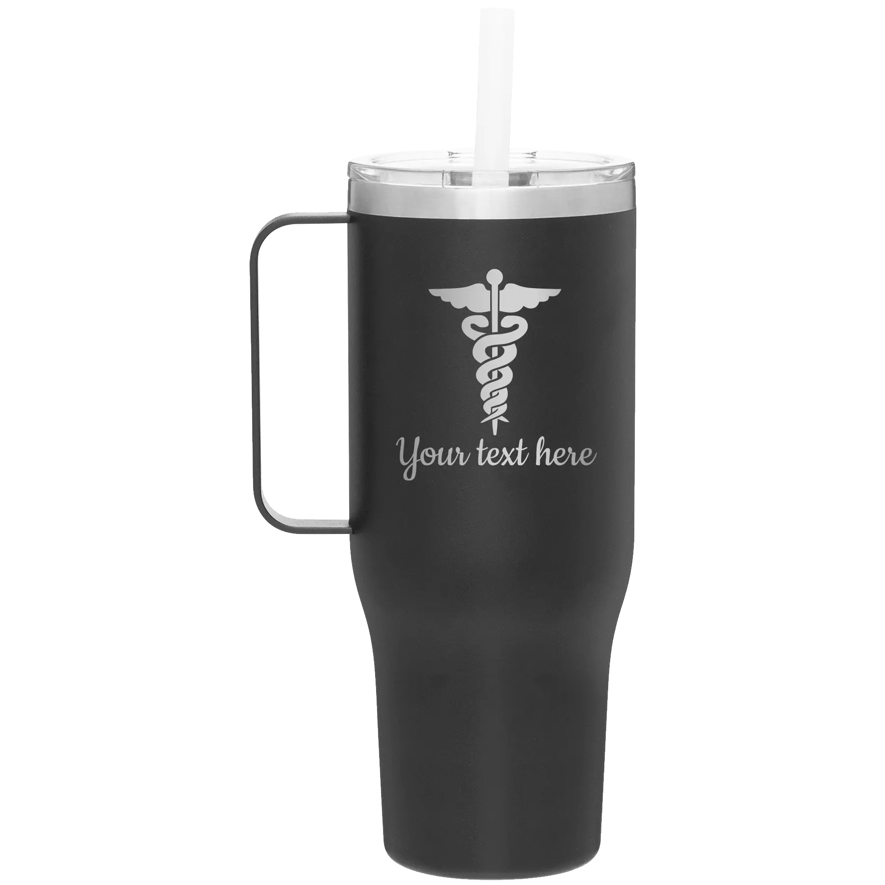 Personalized black 40 oz vacuum insulated tumbler mug with 'Medical' design