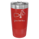 Personalized red 20 oz vacuum insulated tumbler with 'Nurse' design