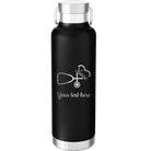 Personalized black 24 oz vacuum insulated water bottle with 'Nurse' design