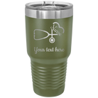 Personalized olive green 30 oz vacuum insulated tumbler with 'Nurse' design