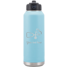 Personalized light blue 32 oz vacuum insulated water bottle with 'Nurse' design