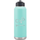 Personalized teal 32 oz vacuum insulated water bottle with 'Nurse' design