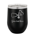 Personalized black 12 oz vacuum insulated wine cup with 'Nurse' design