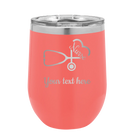 Personalized coral 12 oz vacuum insulated wine cup with 'Nurse' design