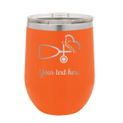 Personalized orange 12 oz vacuum insulated wine cup with 'Nurse' design