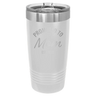 Personalized white 20 oz vacuum insulated tumbler with 'Promoted to Mom' design