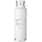 Personalized white 24 oz vacuum insulated water bottle with 'Promoted to Mom' design