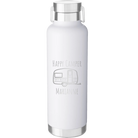 Personalized white 24 oz vacuum insulated water bottle with 'Happy Camper' design