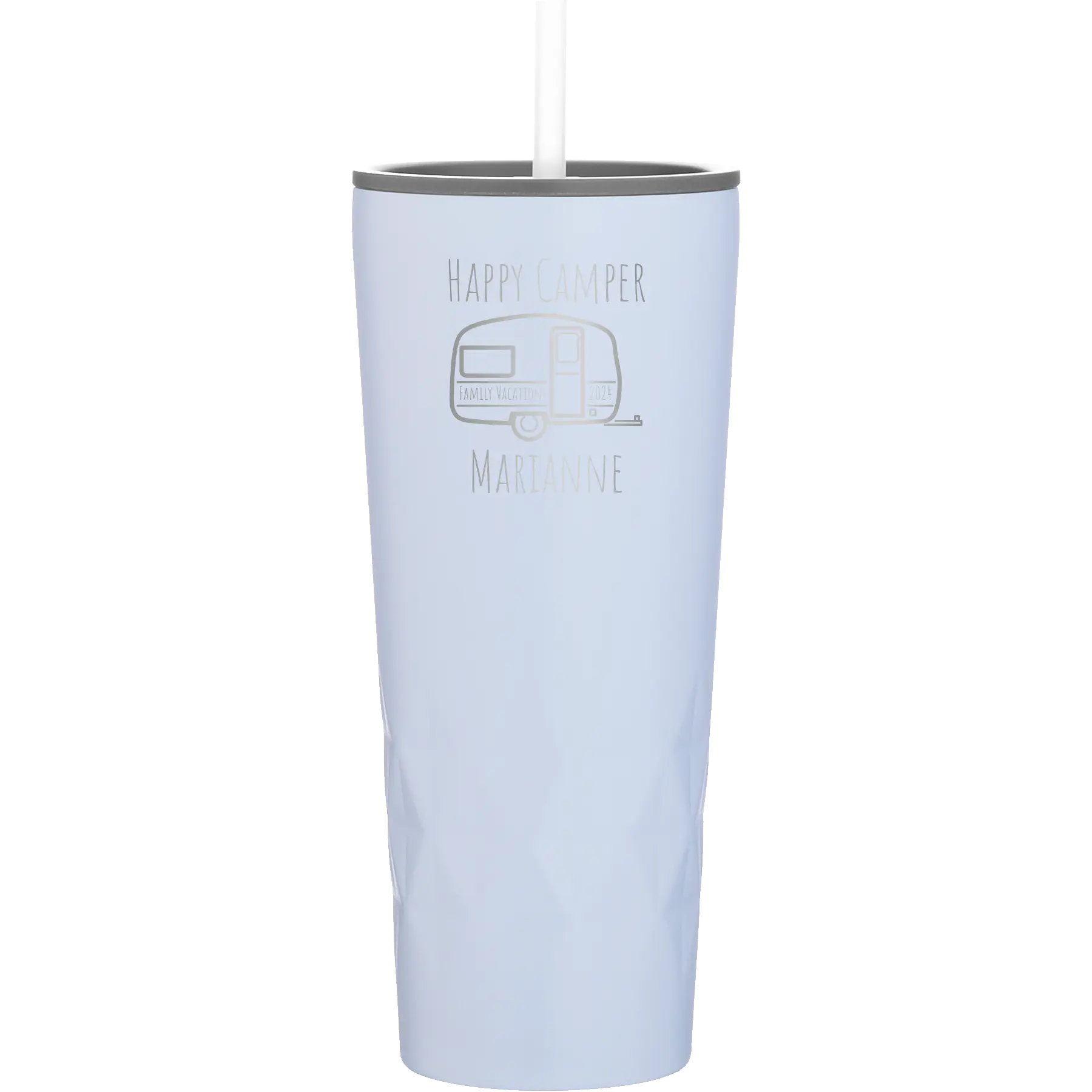 Personalized landfall 20 oz vacuum insulated tumbler with 'Happy Camper' design