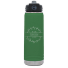 Personalized green 20 oz vacuum insulated water bottle with 'Last Name and Est' design