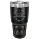 Personalized black 30 oz vacuum insulated tumbler with 'Last Name and Est' design