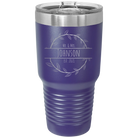 Personalized purple 30 oz vacuum insulated tumbler with 'Last Name and Est' design