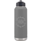 Personalized dark gray 32 oz vacuum insulated water bottle with 'Last Name and Est' design