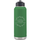Personalized green 32 oz vacuum insulated water bottle with 'Last Name and Est' design