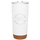 Personalized white 20 oz vacuum insulated tumbler with 'Last Name and Est' design