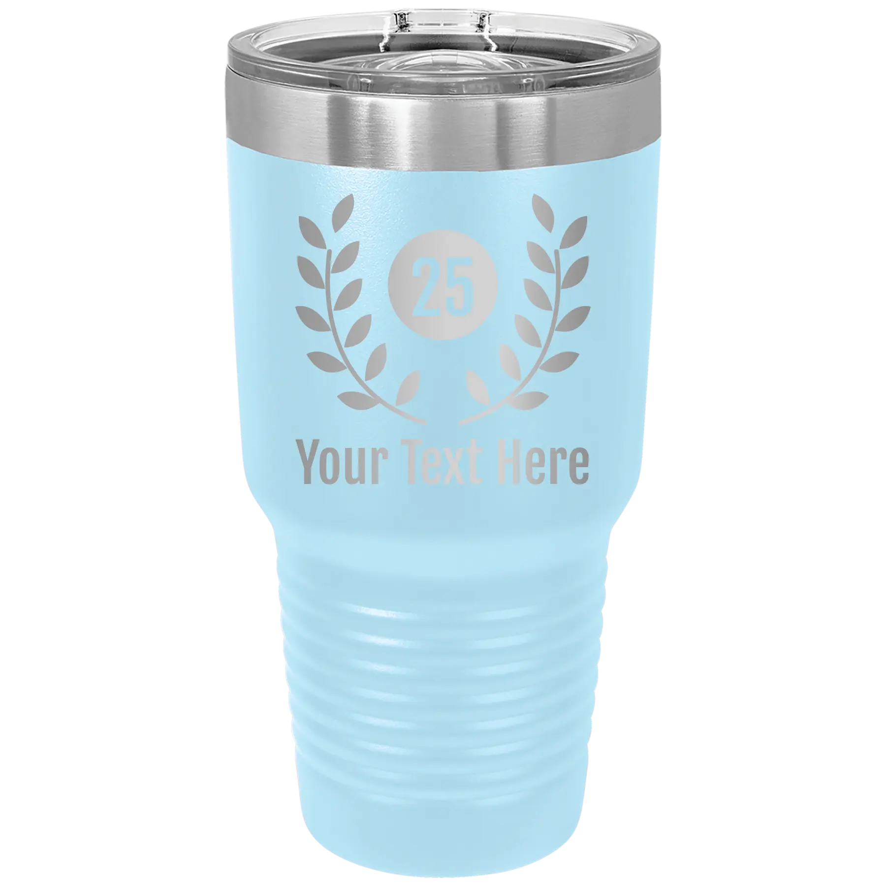 Personalized light blue 30 oz vacuum insulated tumbler with 'Years' design