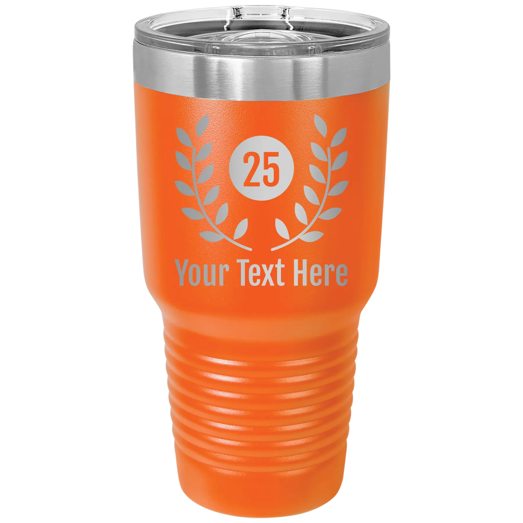 Personalized orange 30 oz vacuum insulated tumbler with 'Years' design
