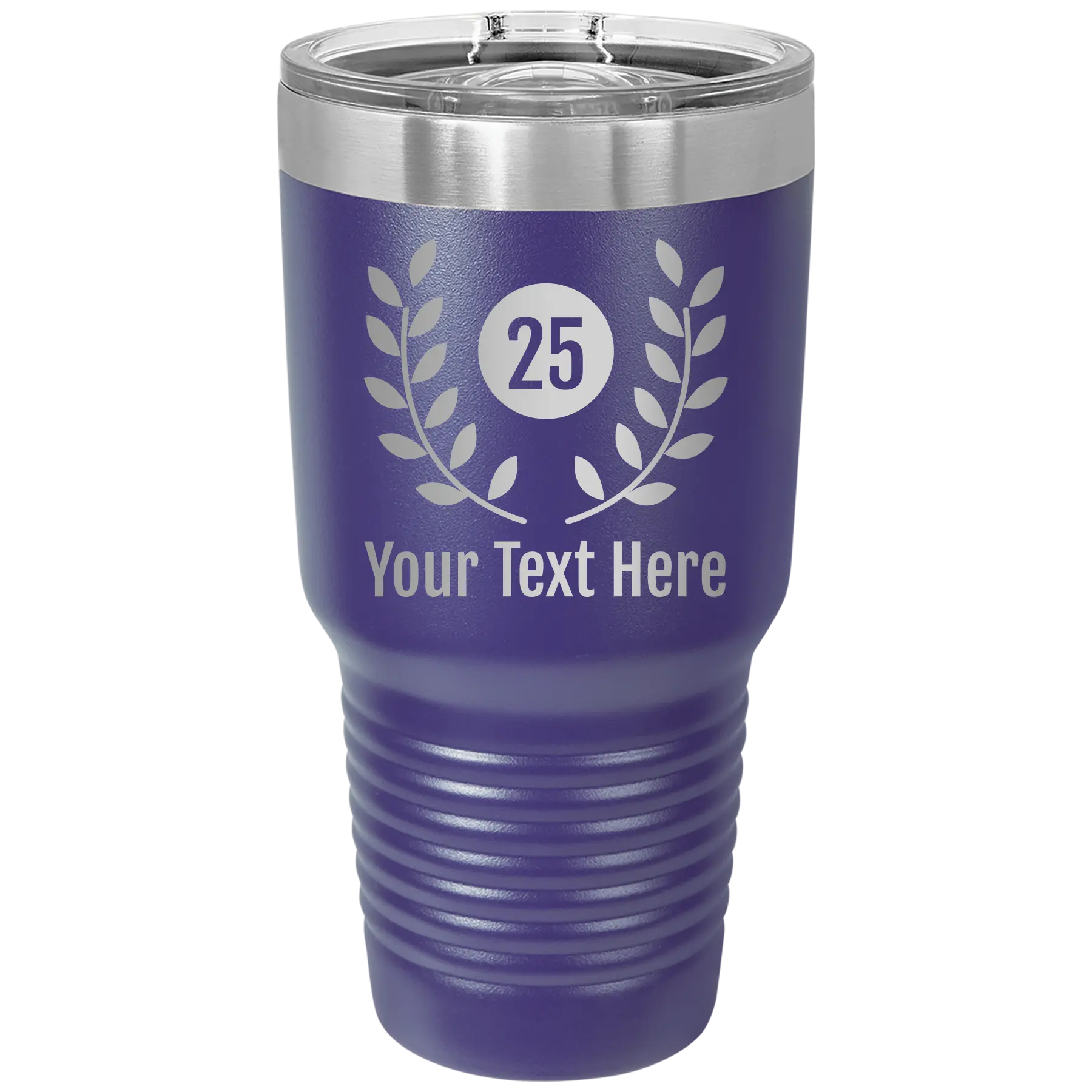 Personalized purple 30 oz vacuum insulated tumbler with 'Years' design