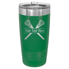 Personalized green 20 oz vacuum insulated tumbler with 'Lacrosse' design