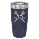 Personalized navy 20 oz vacuum insulated tumbler with 'Lacrosse' design