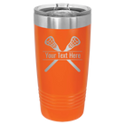 Personalized orange 20 oz vacuum insulated tumbler with 'Lacrosse' design