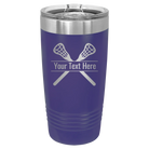 Personalized purple 20 oz vacuum insulated tumbler with 'Lacrosse' design