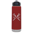 Personalized maroon 20 oz vacuum insulated water bottle with 'Lacrosse' design
