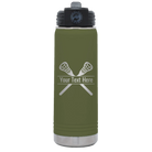 Personalized olive green 20 oz vacuum insulated water bottle with 'Lacrosse' design