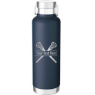 Personalized navy 24 oz vacuum insulated water bottle with 'Lacrosse' design