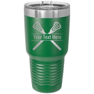 Personalized green 30 oz vacuum insulated tumbler with 'Lacrosse' design