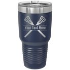 Personalized navy 30 oz vacuum insulated tumbler with 'Lacrosse' design
