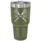 Personalized olive green 30 oz vacuum insulated tumbler with 'Lacrosse' design
