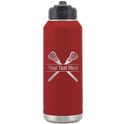 Personalized maroon 32 oz vacuum insulated water bottle with 'Lacrosse' design