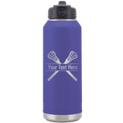 Personalized purple 32 oz vacuum insulated water bottle with 'Lacrosse' design