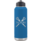 Personalized royal blue 32 oz vacuum insulated water bottle with 'Lacrosse' design