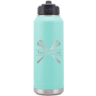 Personalized teal 32 oz vacuum insulated water bottle with 'Lacrosse' design