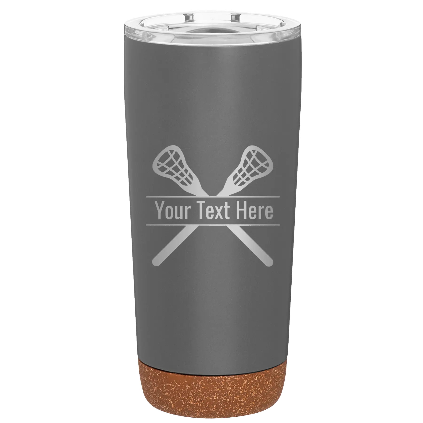 Personalized storm gray 20 oz vacuum insulated tumbler with 'Lacrosse' design