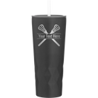 Personalized black 20 oz vacuum insulated tumbler with 'Lacrosse' design