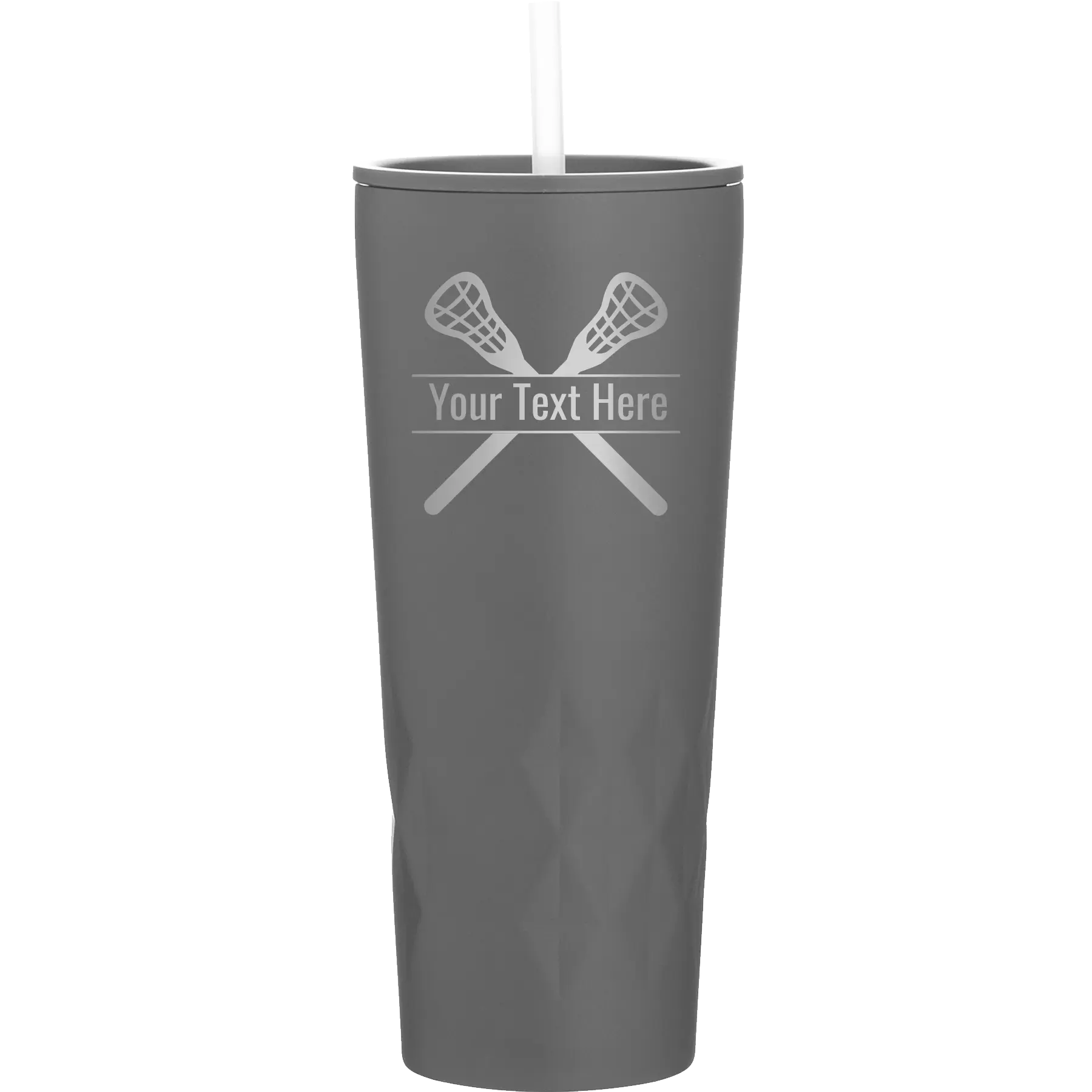 Personalized slate 20 oz vacuum insulated tumbler with 'Lacrosse' design