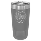 Personalized dark gray 20 oz vacuum insulated tumbler with 'Volleyball' design