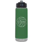 Personalized green 20 oz vacuum insulated water bottle with 'Volleyball' design