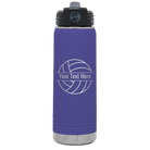 Personalized purple 20 oz vacuum insulated water bottle with 'Volleyball' design