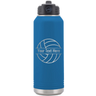 Personalized royal blue 32 oz vacuum insulated water bottle with 'Volleyball' design