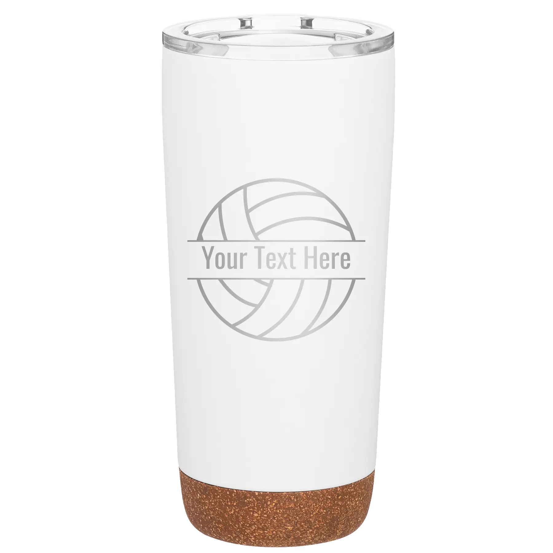 Personalized white 20 oz vacuum insulated tumbler with 'Volleyball' design