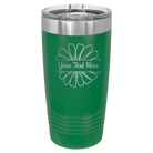 Personalized green 20 oz vacuum insulated tumbler with 'Flower 1' design