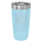 Personalized light blue 20 oz vacuum insulated tumbler with 'Flower 1' design